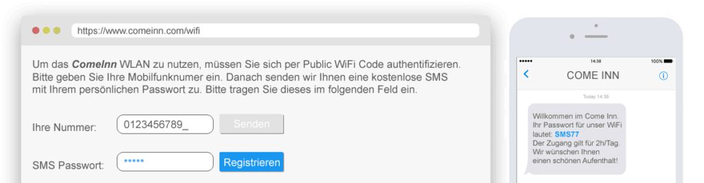 Public WiFi Code Authentifizierung per SMS