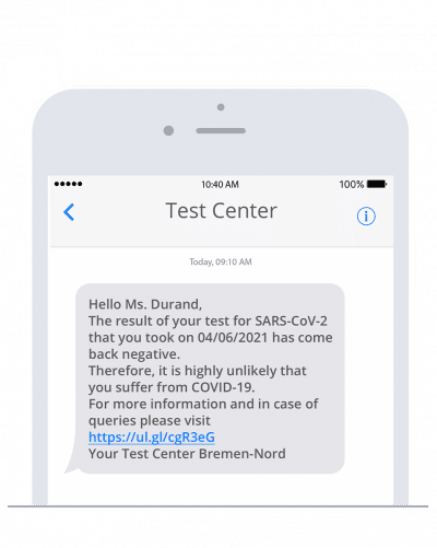 Sending COVID test results: text messages are the straightforward and reliable choice