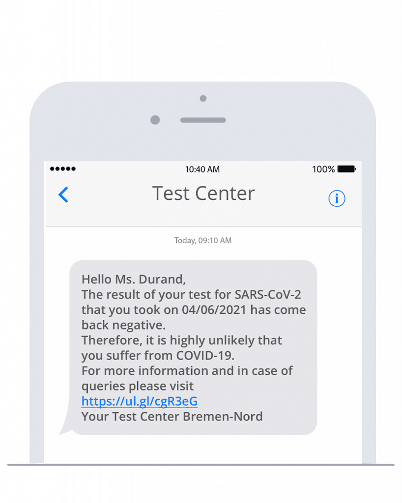 Positive Testing Message Sending COVID test results: Text messages most effective
