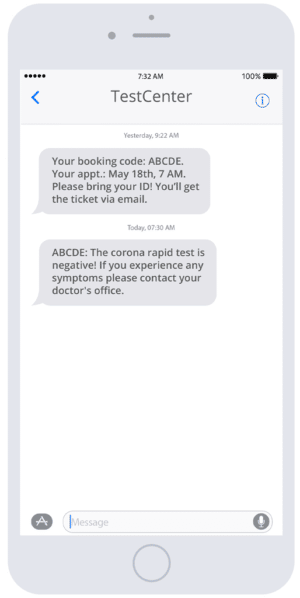 Automated notifications via SMS make covid testing a lot more efficient