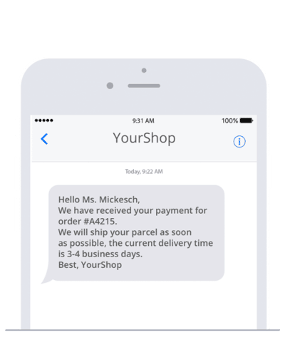 Send SMS from JTL-Shop 5 to inform customers about events.