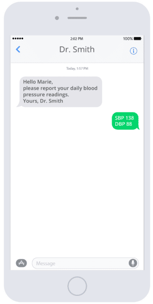 Reminder for blood pressure values via SMS. This is mHealth